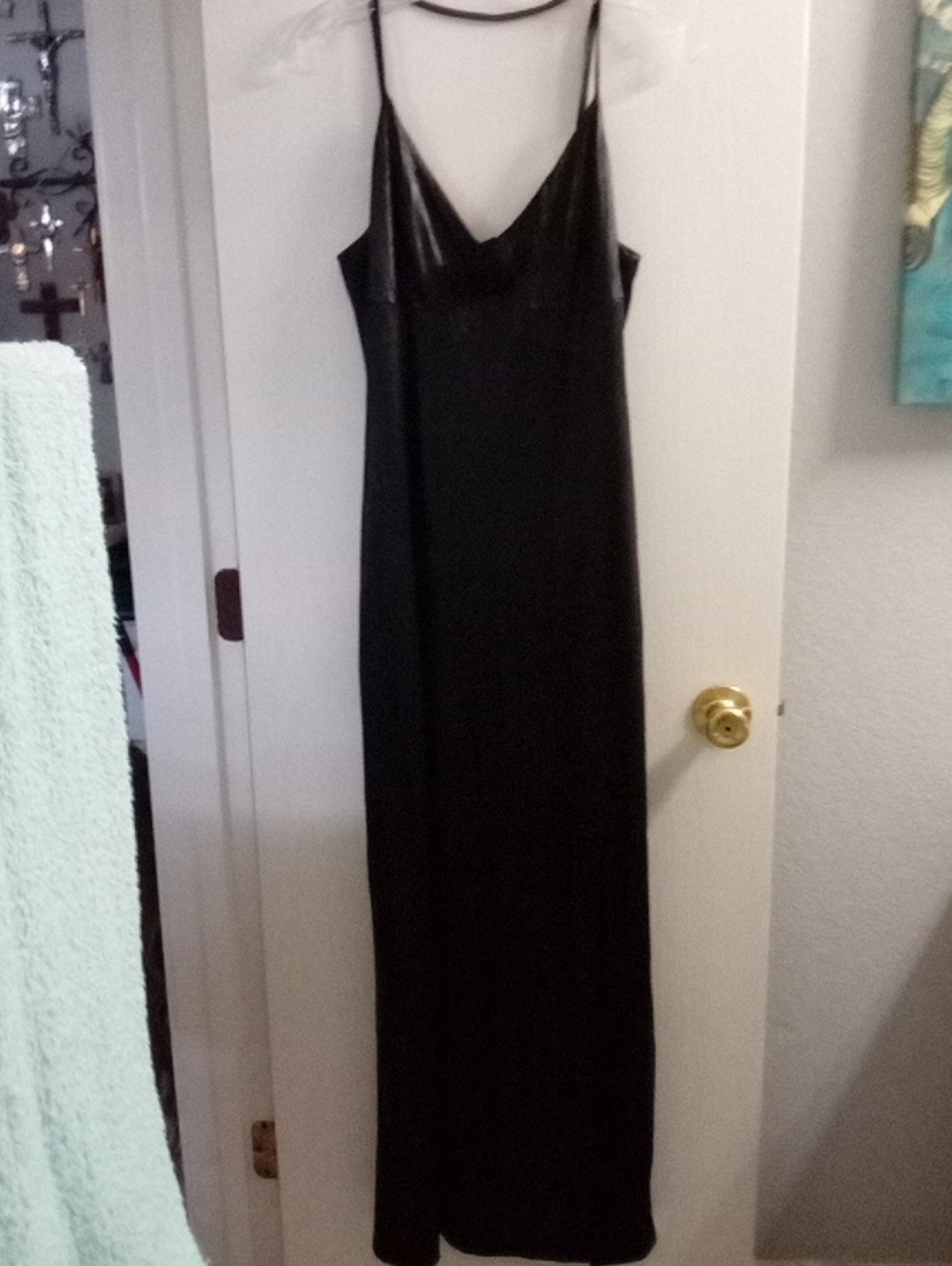 Classic Black Satin Maxi Slip Dress - Sleek Camisole Style